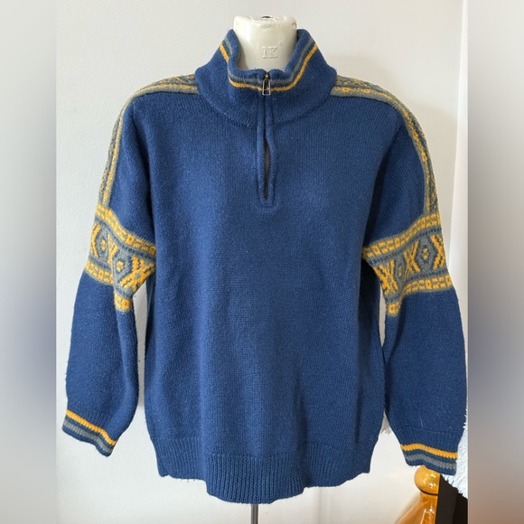 Vintage Columbia Wool Sweater Adult Large,1/4 Zip Long  Mens - Picture 1 of 15